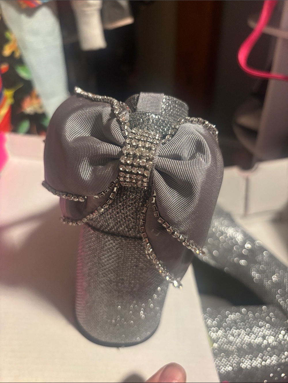 Betsey Johnson Silver Glitter Platform Mary Janes with Bow - Picture 2 of 4